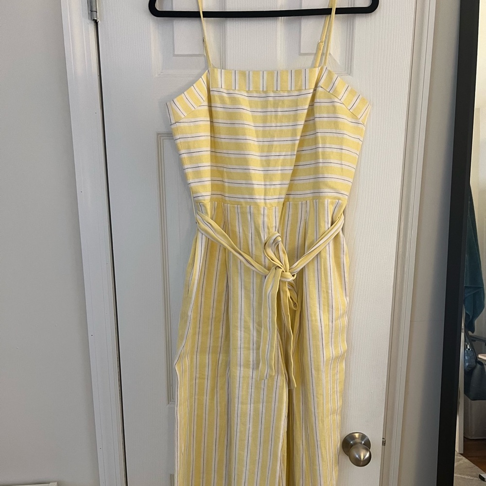 Banana Republic yellow striped jumpsuit